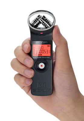 Size of the Zoom H1 digital recorder.